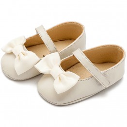 BabyWalker Βαπτιστικά παπούτσια κορίτσι γοβάκι με υφασμάτινο χειροποίητο φιογκάκι Εκρού MI.1646